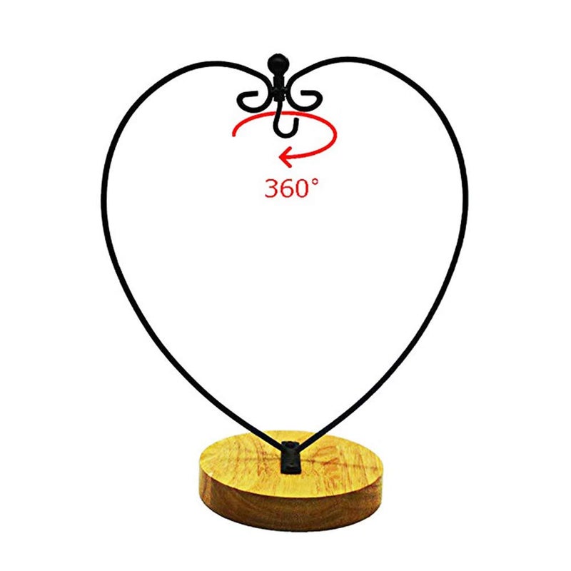WAJJ Ornament Display Stand for Hanging Glass Terrarium Wood Base Creative Decoration for Home Garden Wedding Party Festival (Heart) - Image 4